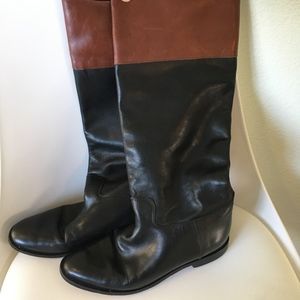 Two Tone Leather Riding Boots - Size 8.5